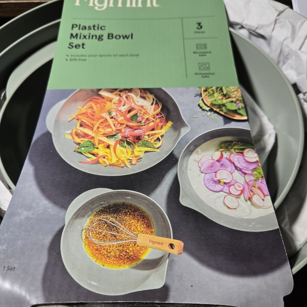 Green  Plastic‎ Mixing Bowl Set 3pc New In Box